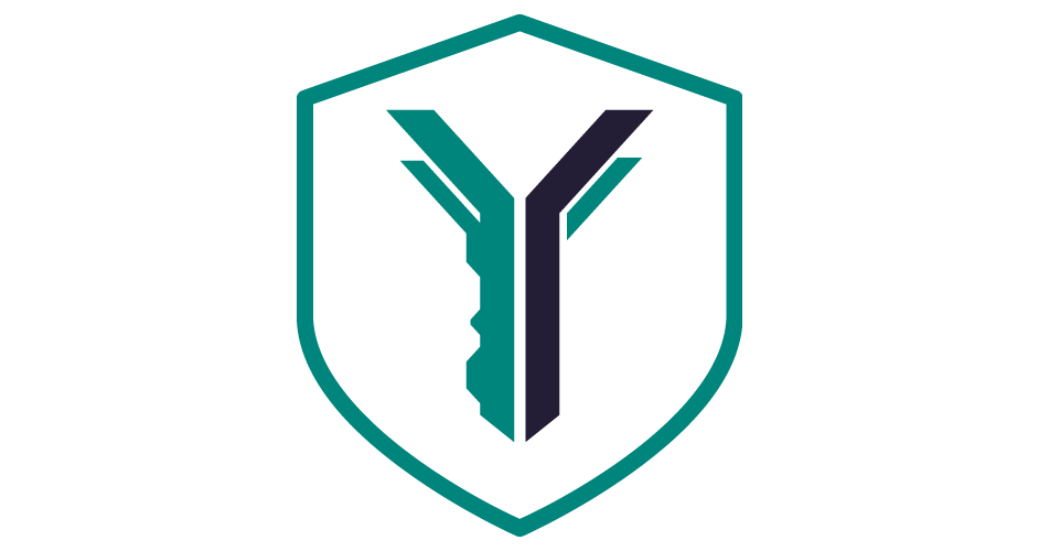 Icon of a key in the shape of a Y within a shield